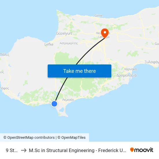 9 Street to M.Sc in Structural Engineering - Frederick University Cyprus map
