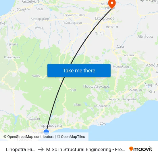 Linopetra High School to M.Sc in Structural Engineering - Frederick University Cyprus map