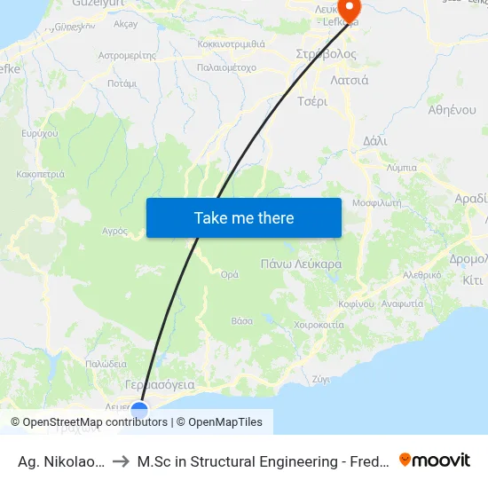 Ag. Nikolaos Church to M.Sc in Structural Engineering - Frederick University Cyprus map