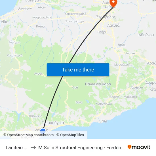 Laniteio School to M.Sc in Structural Engineering - Frederick University Cyprus map