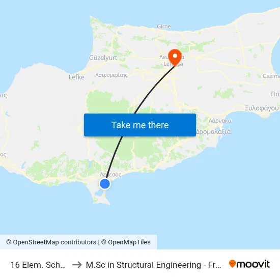 16 Elem. School - Zakaki to M.Sc in Structural Engineering - Frederick University Cyprus map