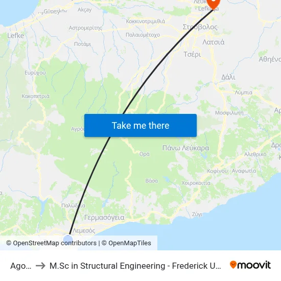 Agoras to M.Sc in Structural Engineering - Frederick University Cyprus map
