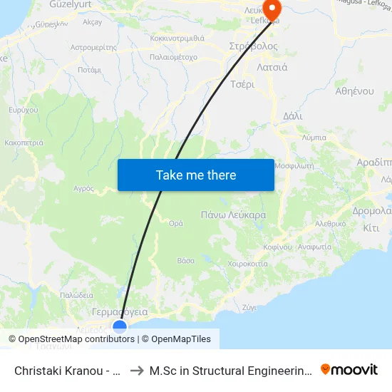 Christaki Kranou - Vasileos Georgiou A´ to M.Sc in Structural Engineering - Frederick University Cyprus map