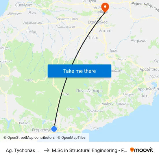 Ag. Tychonas Comm. Board to M.Sc in Structural Engineering - Frederick University Cyprus map