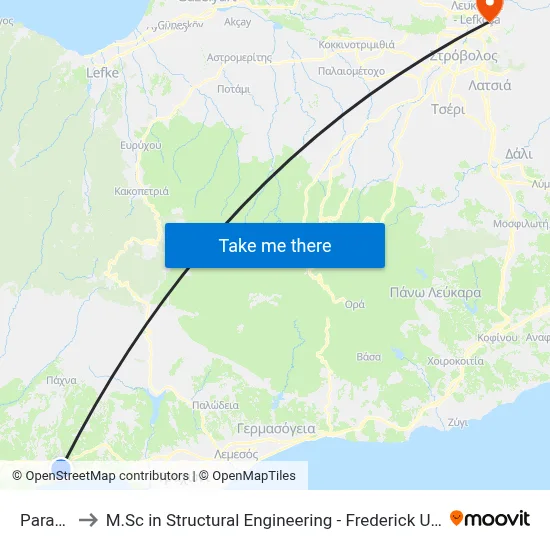Paramali to M.Sc in Structural Engineering - Frederick University Cyprus map