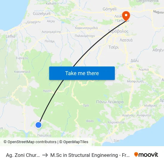 Ag. Zoni Church - Apesia to M.Sc in Structural Engineering - Frederick University Cyprus map