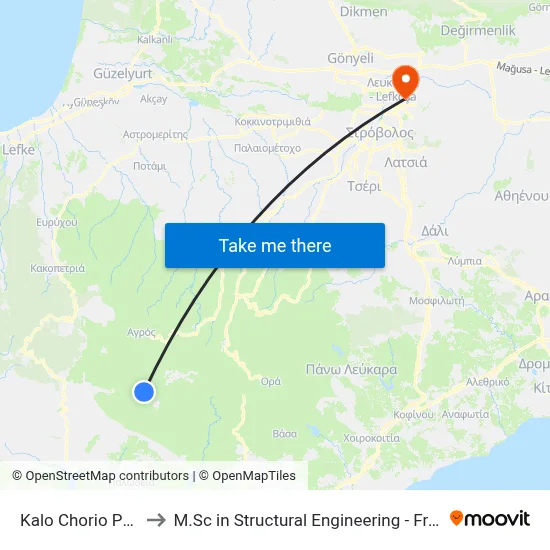Kalo Chorio Police Station to M.Sc in Structural Engineering - Frederick University Cyprus map