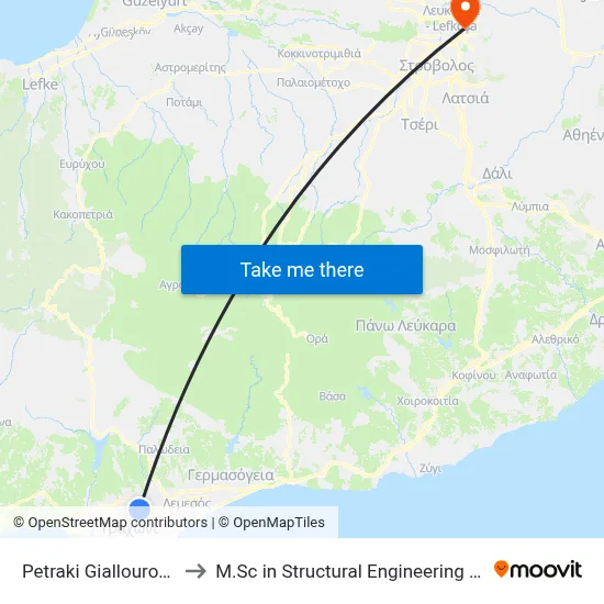 Petraki Giallourou - Sotiri Tsangari to M.Sc in Structural Engineering - Frederick University Cyprus map