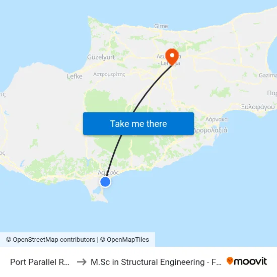 Port Parallel Road - 6th Stop to M.Sc in Structural Engineering - Frederick University Cyprus map