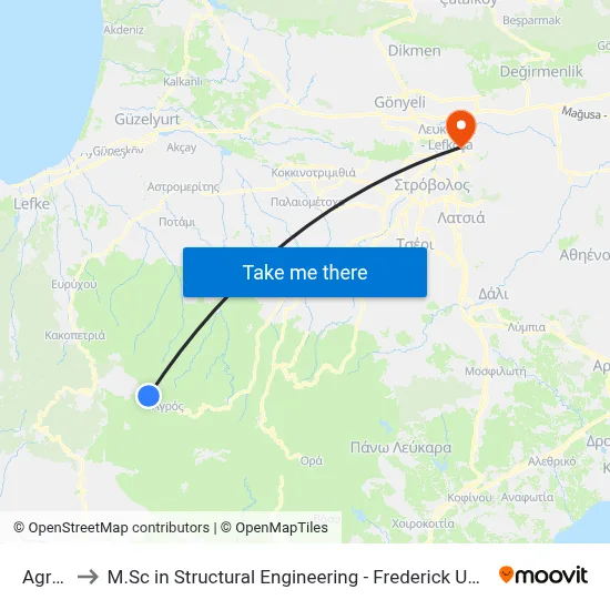 Agridia to M.Sc in Structural Engineering - Frederick University Cyprus map