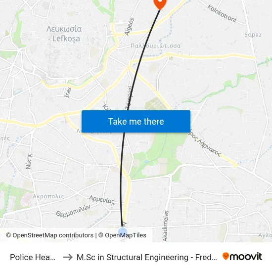 Police Headquarters to M.Sc in Structural Engineering - Frederick University Cyprus map