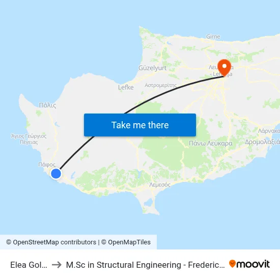Elea Golf Club to M.Sc in Structural Engineering - Frederick University Cyprus map