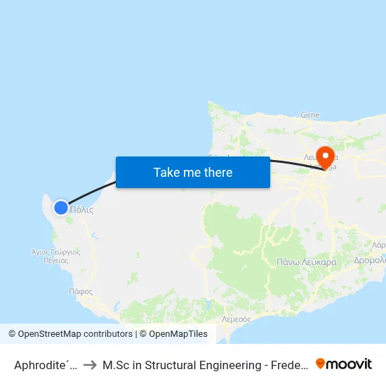 Aphrodite´S Baths to M.Sc in Structural Engineering - Frederick University Cyprus map