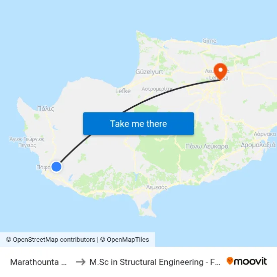 Marathounta Village Centre to M.Sc in Structural Engineering - Frederick University Cyprus map