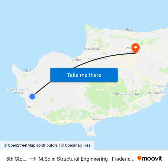 5th Stop Koili to M.Sc in Structural Engineering - Frederick University Cyprus map