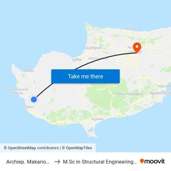 Archiep. Makariou C´ Ave. - Teratsou to M.Sc in Structural Engineering - Frederick University Cyprus map
