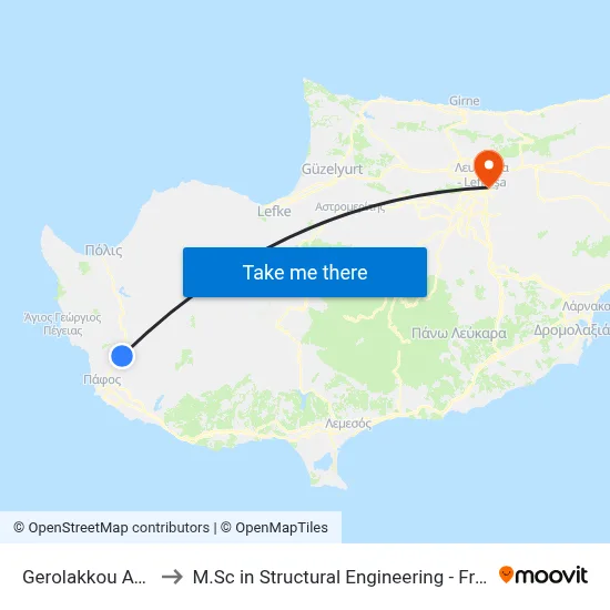Gerolakkou Ave. - Klimaka to M.Sc in Structural Engineering - Frederick University Cyprus map