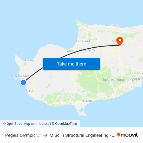 Pegeia Olympic Swimming Pool to M.Sc in Structural Engineering - Frederick University Cyprus map