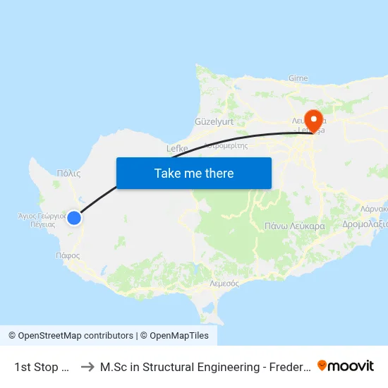 1st Stop Theletra to M.Sc in Structural Engineering - Frederick University Cyprus map