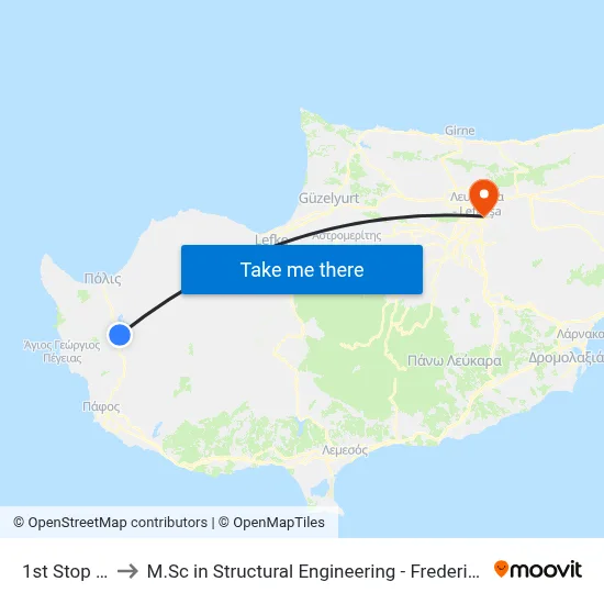 1st Stop Miliou to M.Sc in Structural Engineering - Frederick University Cyprus map