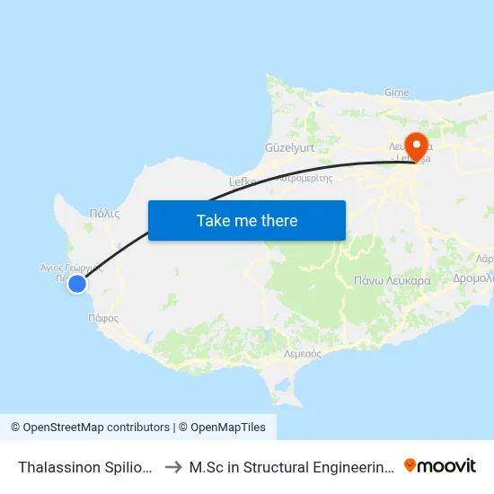 Thalassinon Spilion Ave. - Glykou Nerou to M.Sc in Structural Engineering - Frederick University Cyprus map