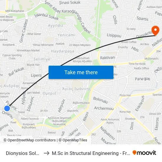 Dionysios Solomos Square to M.Sc in Structural Engineering - Frederick University Cyprus map