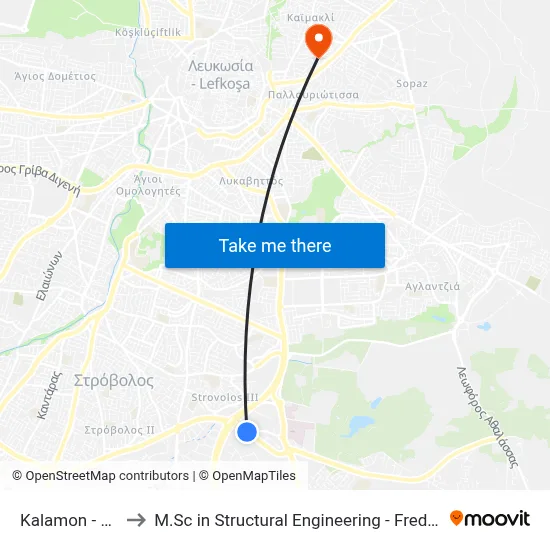Kalamon - Meteoron to M.Sc in Structural Engineering - Frederick University Cyprus map