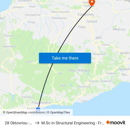 28 Oktovriou - Debenhams to M.Sc in Structural Engineering - Frederick University Cyprus map