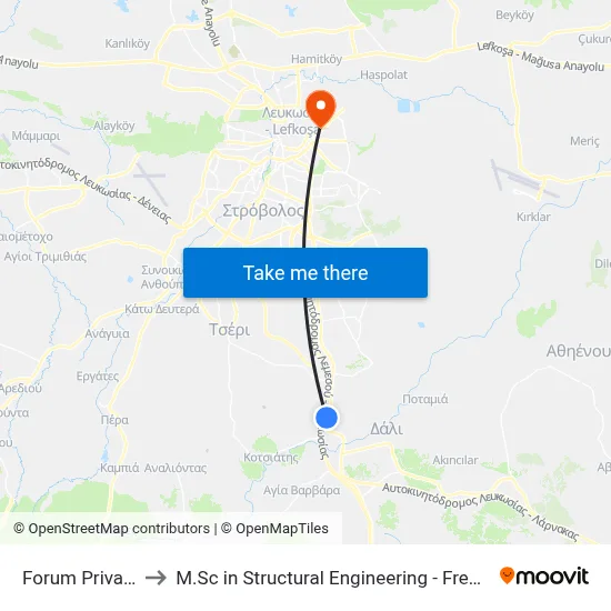 Forum Private School to M.Sc in Structural Engineering - Frederick University Cyprus map