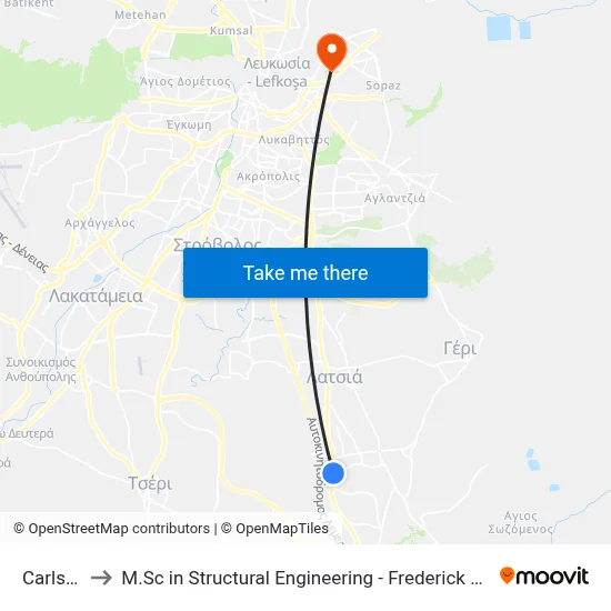Carlsberg to M.Sc in Structural Engineering - Frederick University Cyprus map