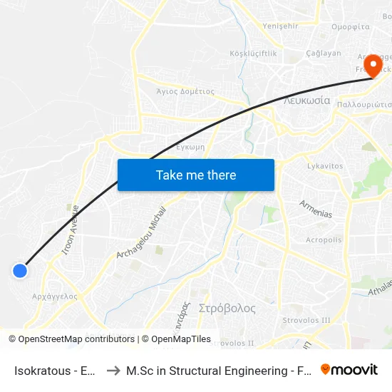 Isokratous - Empedokleous to M.Sc in Structural Engineering - Frederick University Cyprus map
