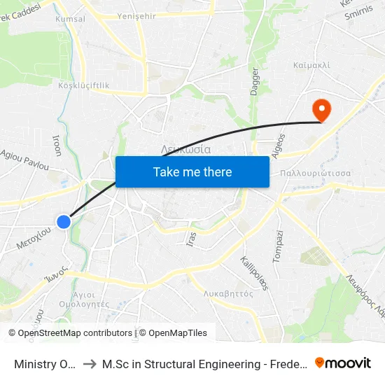 Ministry of Health to M.Sc in Structural Engineering - Frederick University Cyprus map