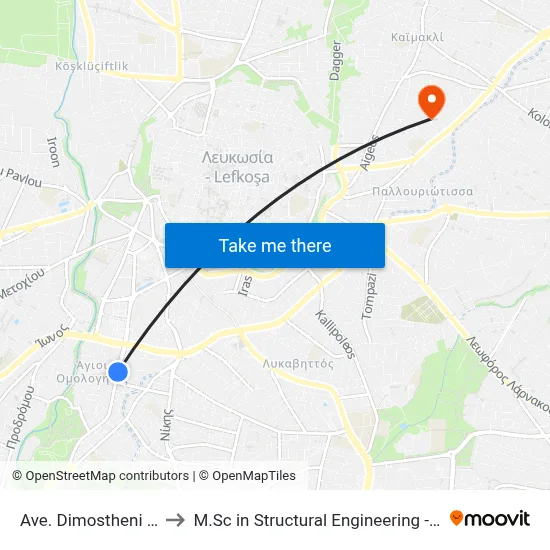 Dimostheni Severi Avenue - Prespas to M.Sc in Structural Engineering - Frederick University Cyprus map