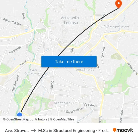 Ave. Strovolou - Sek to M.Sc in Structural Engineering - Frederick University Cyprus map
