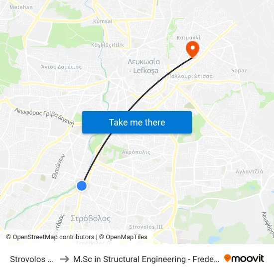 Strovolos City Hall to M.Sc in Structural Engineering - Frederick University Cyprus map