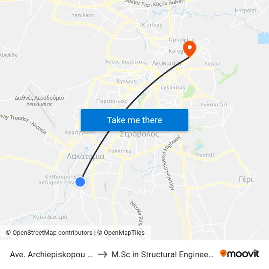 Ave. Arch. Makariou C - Dimitri Liperti to M.Sc in Structural Engineering - Frederick University Cyprus map