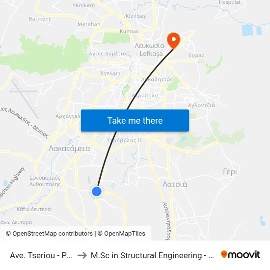 Ave. Tseriou - Paragogikotitas to M.Sc in Structural Engineering - Frederick University Cyprus map