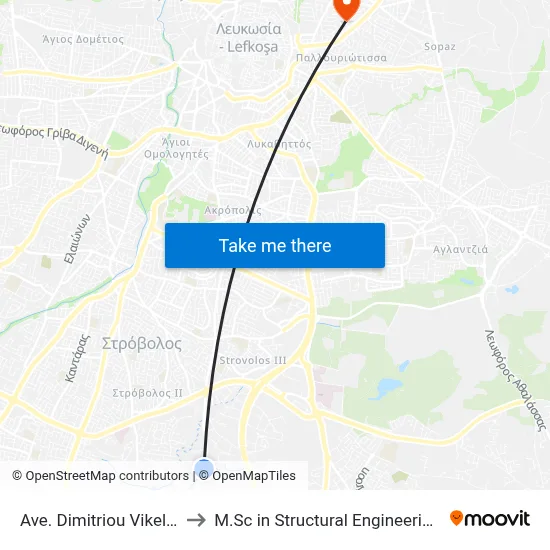 Dimitriou Vikela Avenue - 25th March Avenue to M.Sc in Structural Engineering - Frederick University Cyprus map