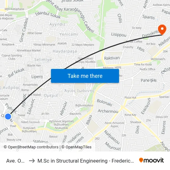 Omirou Avenue to M.Sc in Structural Engineering - Frederick University Cyprus map