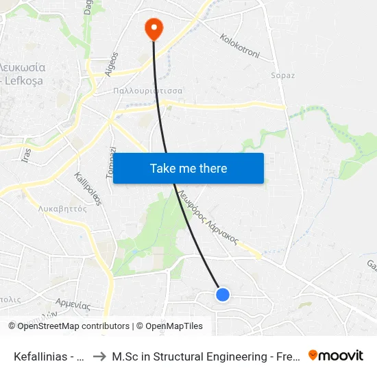 Kefallinias - Kalamatas to M.Sc in Structural Engineering - Frederick University Cyprus map