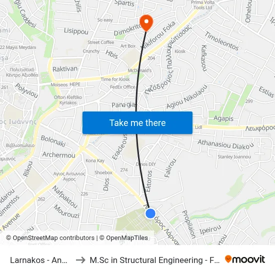 Larnaca - Andreas Dimitriou to M.Sc in Structural Engineering - Frederick University Cyprus map