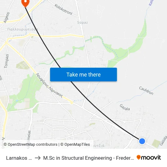 Larnaca - Lidras to M.Sc in Structural Engineering - Frederick University Cyprus map