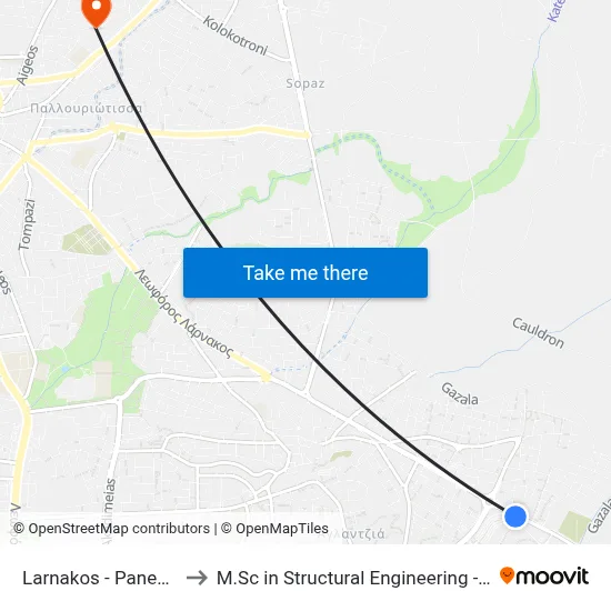 Larnakos - University Avenue to M.Sc in Structural Engineering - Frederick University Cyprus map