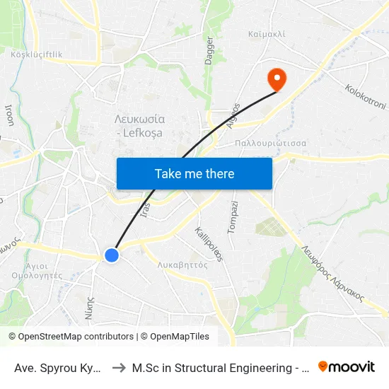 Spyros Kyprianou Avenue - Skopa to M.Sc in Structural Engineering - Frederick University Cyprus map