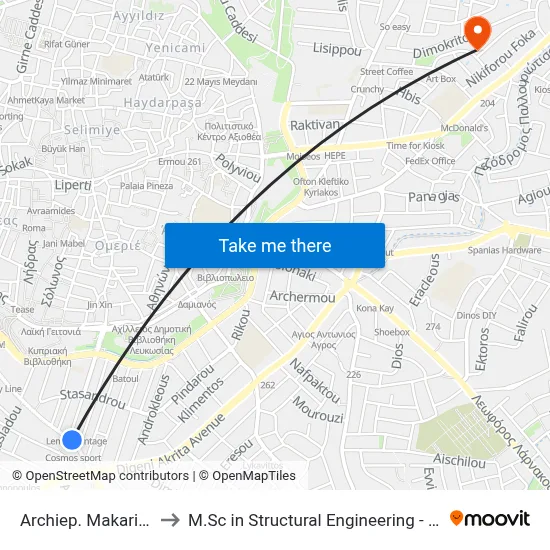 Archbishop Makarios III Avenue - Iras to M.Sc in Structural Engineering - Frederick University Cyprus map