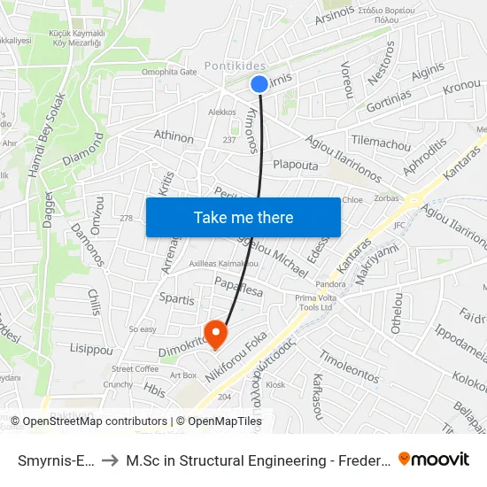 Smyrnis-Eleousis to M.Sc in Structural Engineering - Frederick University Cyprus map