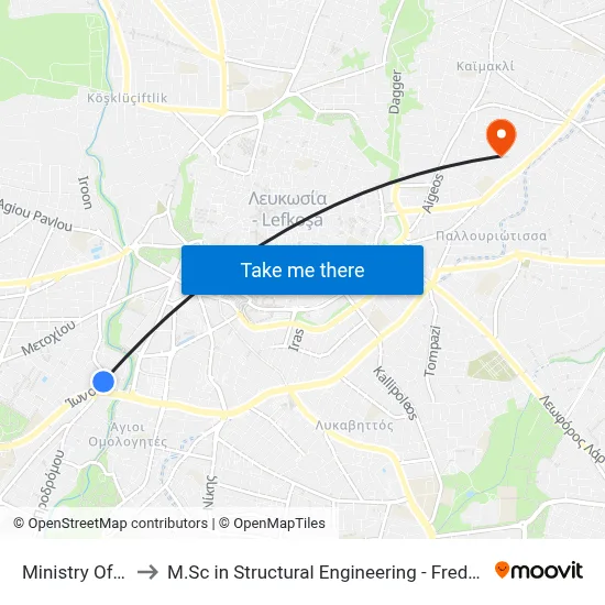 Ministry of Defense to M.Sc in Structural Engineering - Frederick University Cyprus map