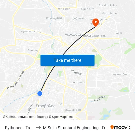 Python - Tseri Avenue to M.Sc in Structural Engineering - Frederick University Cyprus map