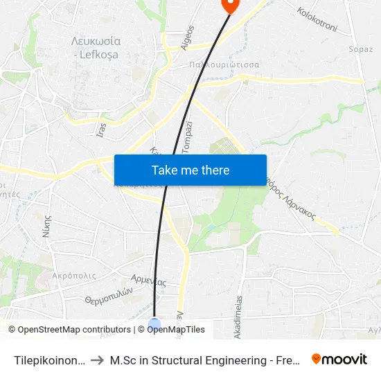 Tilepikoinonion - Cyta to M.Sc in Structural Engineering - Frederick University Cyprus map