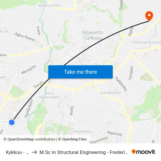 Kykkou - Kasou to M.Sc in Structural Engineering - Frederick University Cyprus map